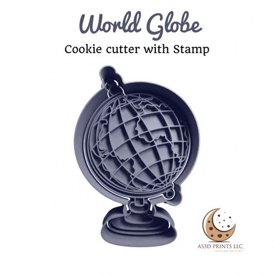 World Globe cookie cutter with stamp