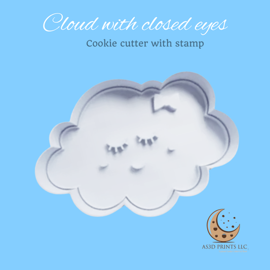 Cloud with close eyes cookie cutter with stamp