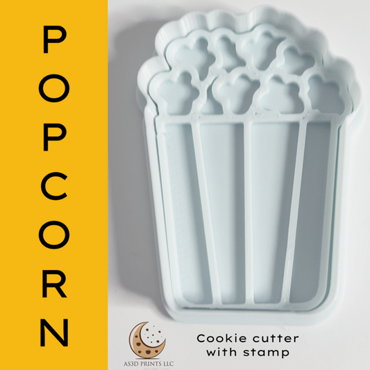 Popcorn  cookie cutter with stamp