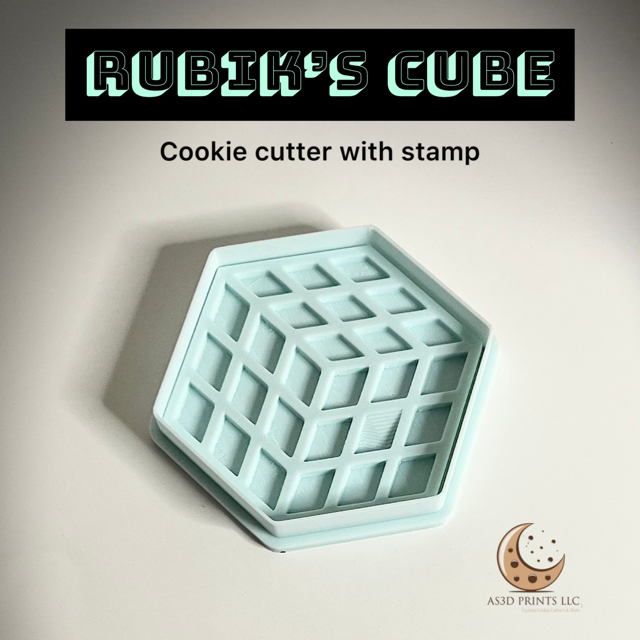 Rubik's Cube cookie cutter with stamp