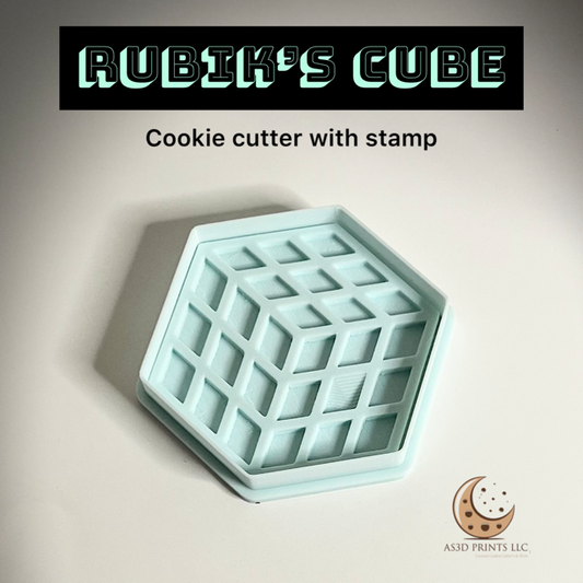 Rubik's Cube cookie cutter with stamp