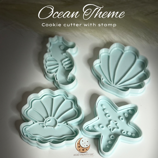 Ocean Theme  cookie cutter with stamp