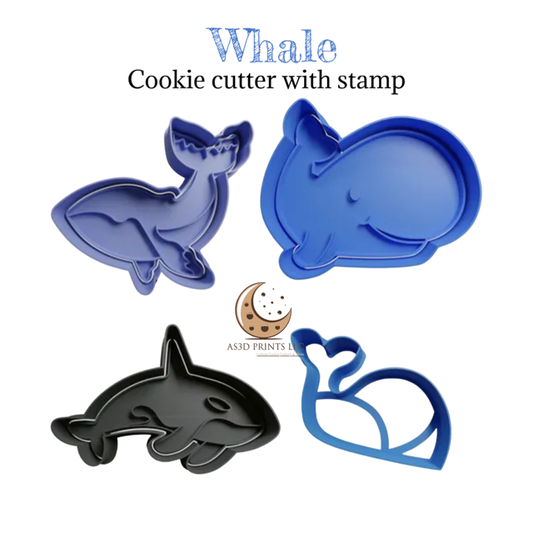 Whale cookie cutter with stamp