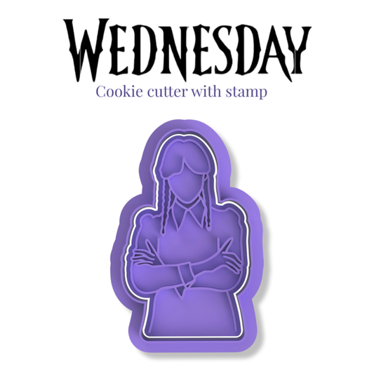 Wednesday cookie cutter with stamp