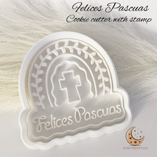 Felices Pascuas cookie cutter with stamp