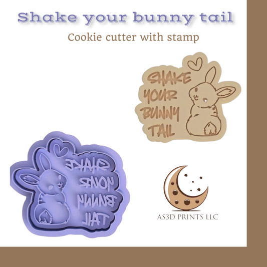 Shake your bunny tail  cookie cutter with stamp