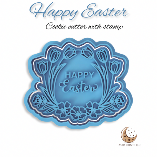 Happy Easter cookie cutter with stamp