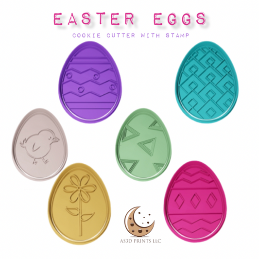 Easter Eggs Design #2 cookie cutter with stamp