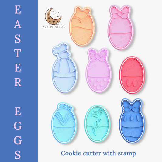 Easter Eggs Design #1 cookie cutter with stamp