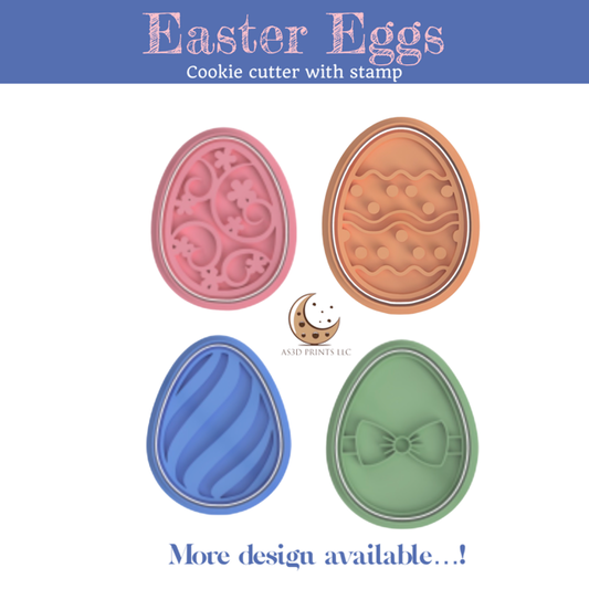 Easter Eggs cookie cutter with stamp