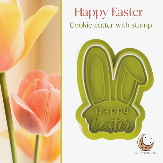 Happy Easter cookie cutter with stamp