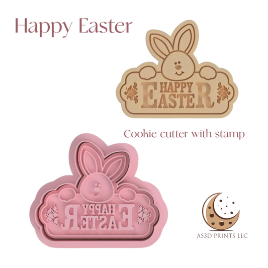 Happy Easter cookie cutter with stamp