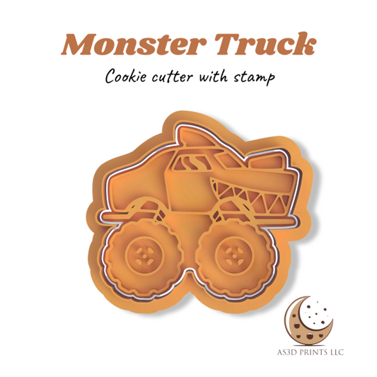 Monster Truck cookie cutter with stamp