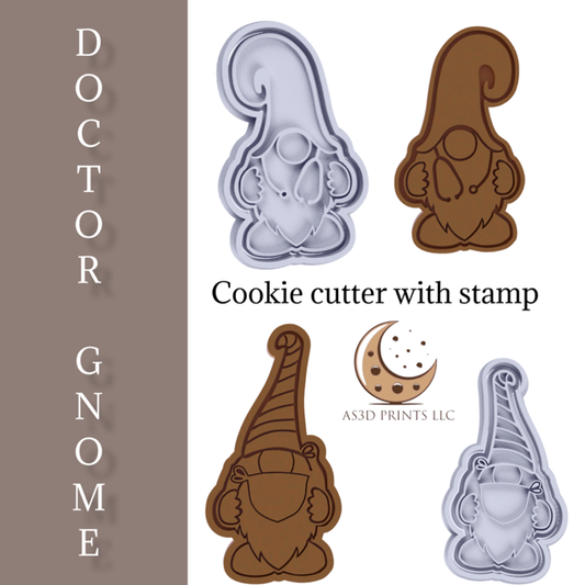 Doctor Gnome cookie cutter with stamp