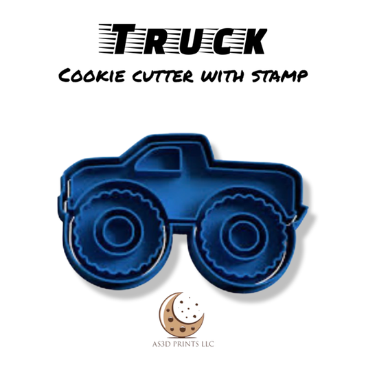 Truck cookie cutter with stamp
