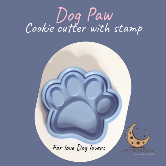 Dog Paw cookie cutter with stamp