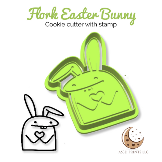 Flork Easter Bunny cookie cutter with stamp