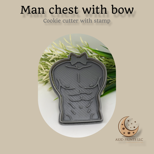 Man Chest cookie cutter with stamp