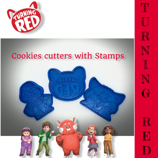 Turning Red cookie cutter with stamp