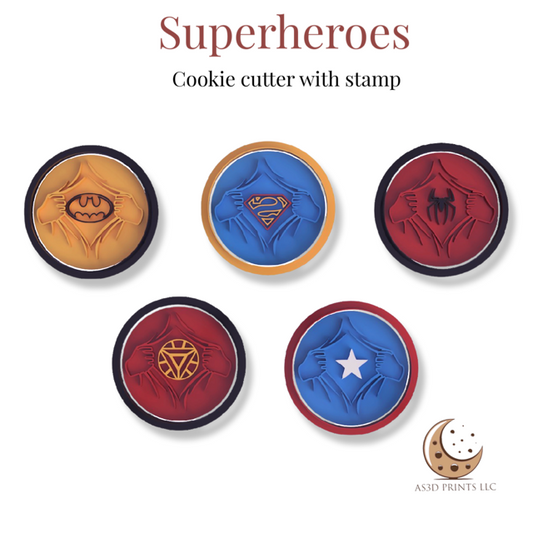 Superheroes cookie cutter with stamp