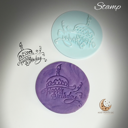 Happy Birthday with cake stamp