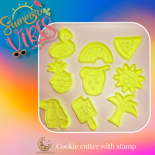 Summer Vibe cookie cutter with stamp