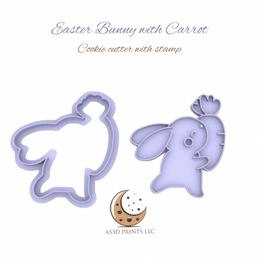 Easter Bunny with Carrot cookie cutter with stamp