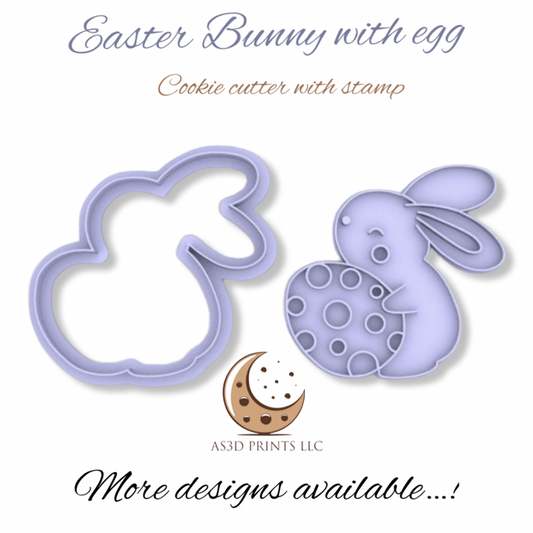 Easter Bunny with Egg cookie cutter with stamp