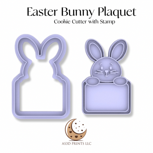 Easter Bunny Plaquet cookie cutter with stamp