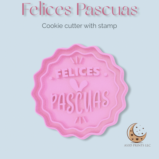 Felices Pascuas cookie cutter with stamp