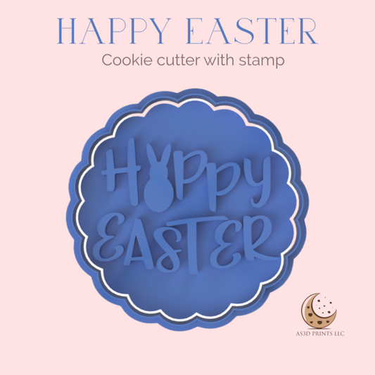 Happy Easter cookie cutter with stamp