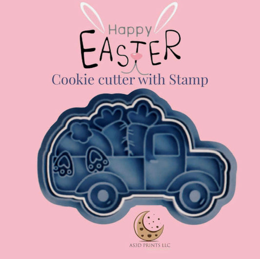 Easter Truck cookie cutter with stamp