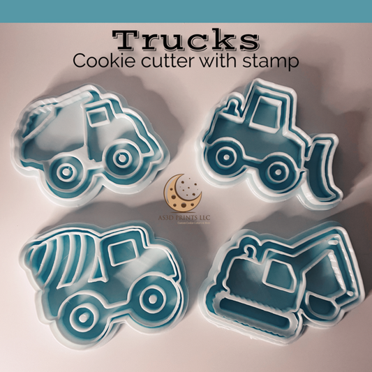 Truck cookie cutter with stamp