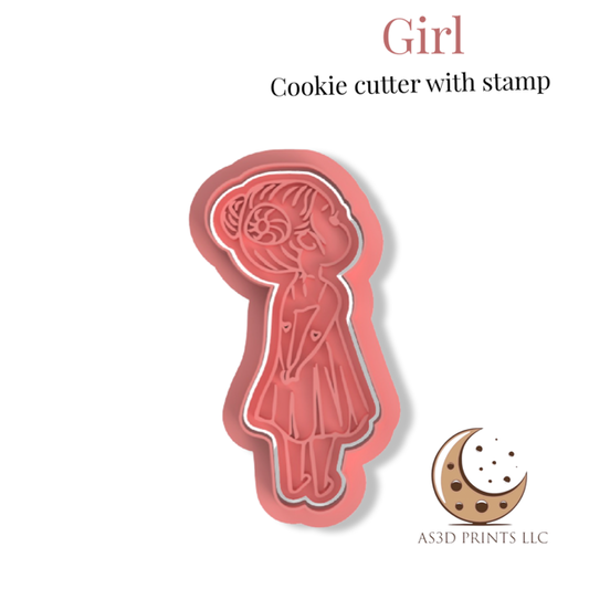 Girl cookie cutter with stamp