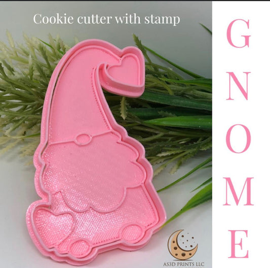 Gnome  with heart (design #2)cookie cutter with stamp